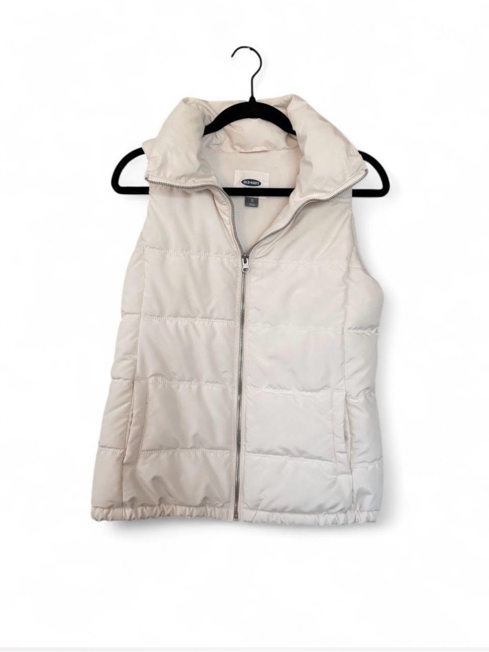Old Navy Women's Cream Quilted Puffer Vest - Sleeveless Zip Front